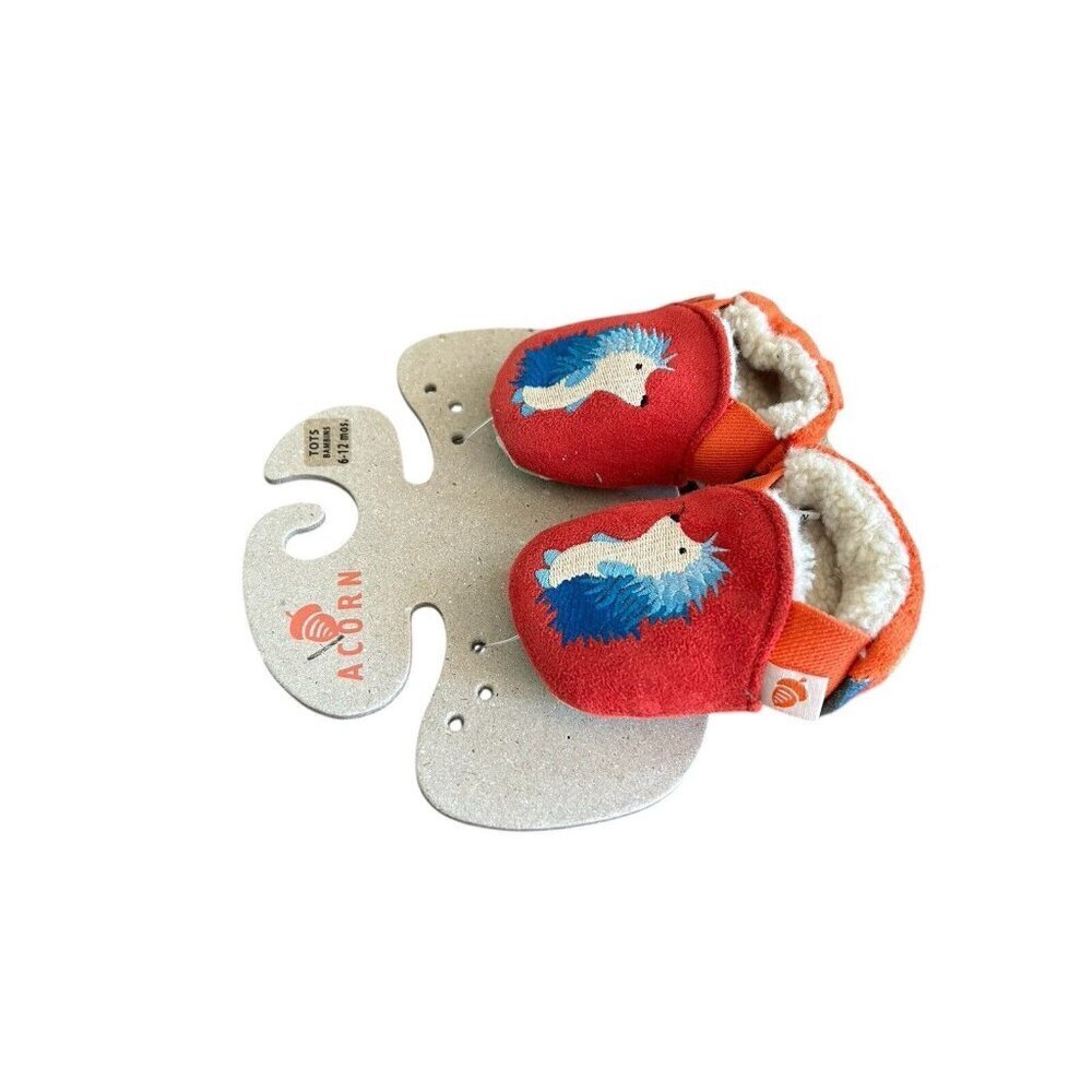 Acorn Baby Tots Hedgehog Baby Slippers Green Fur lined‎ NEW 6-12 Months